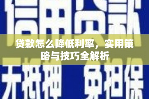 陆丰贷款怎么降低利率，实用策略与技巧全解析