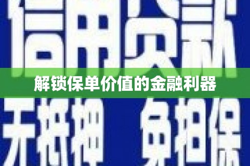 陆丰解锁保单价值的金融利器