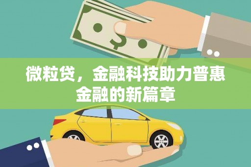 陆丰微粒贷，金融科技助力普惠金融的新篇章