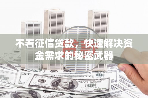 陆丰不看征信贷款，快速解决资金需求的秘密武器